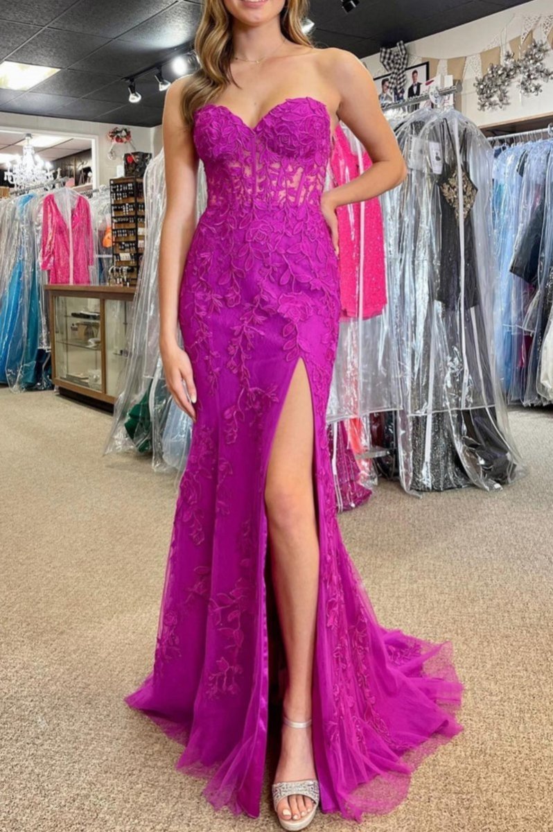 Strapless Satin Mermaid Prom Dress - Image 26