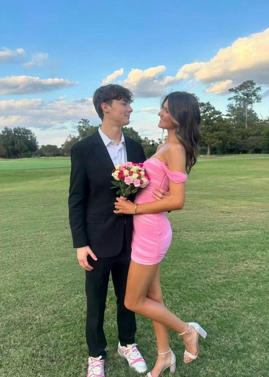 V-Neck Satin Homecoming Dress - Image 6