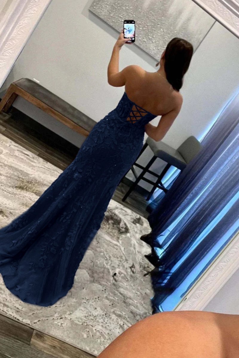Strapless Satin Mermaid Prom Dress - Image 20