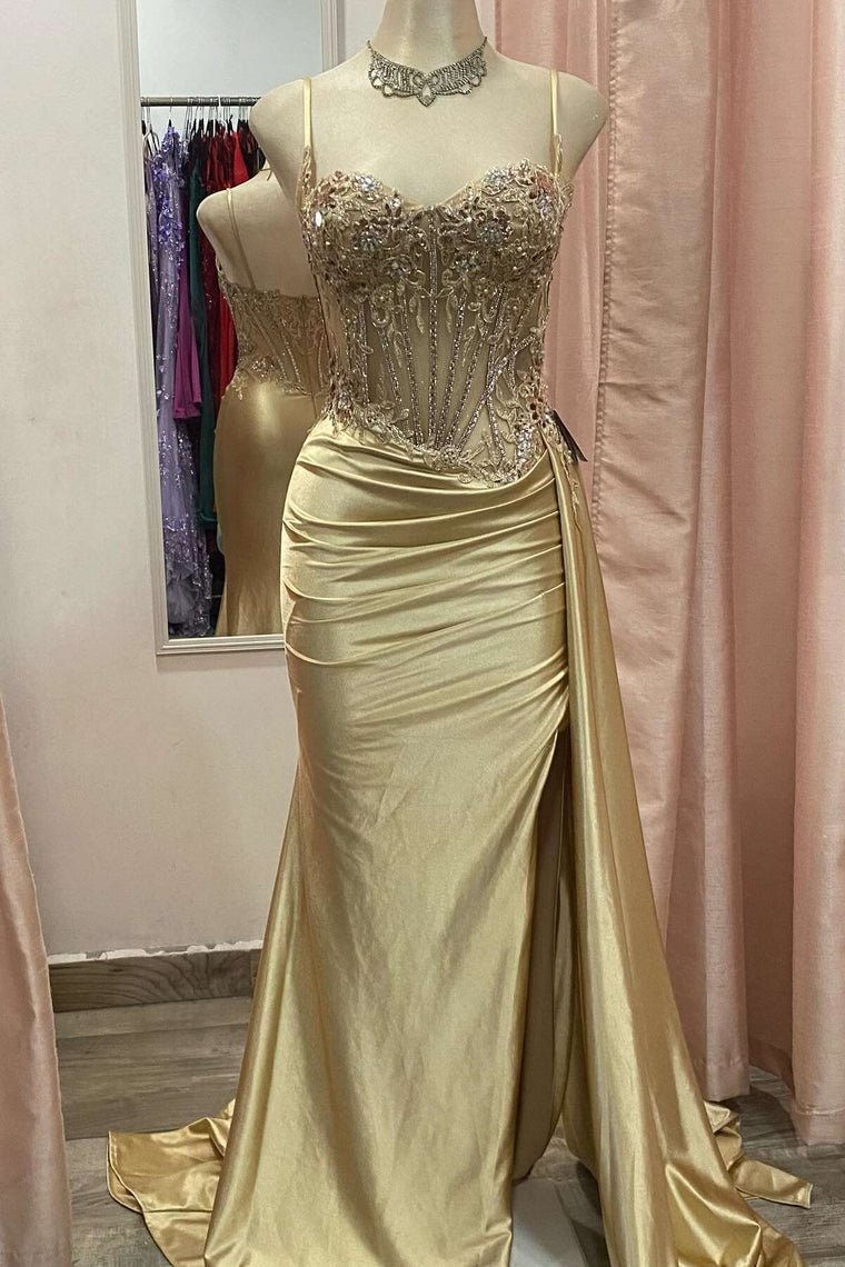 Spaghetti Strap Satin Mermaid Prom Dress - Image 15