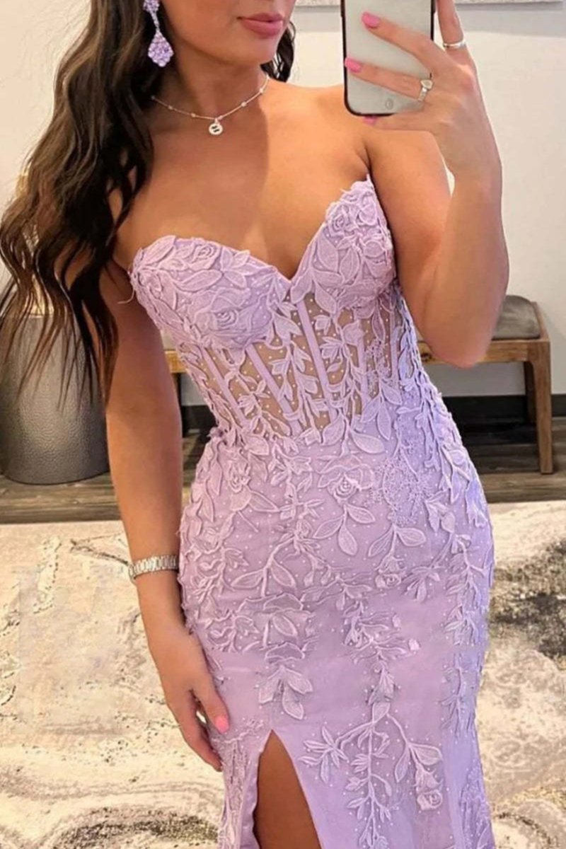 Strapless Satin Mermaid Prom Dress - Image 3