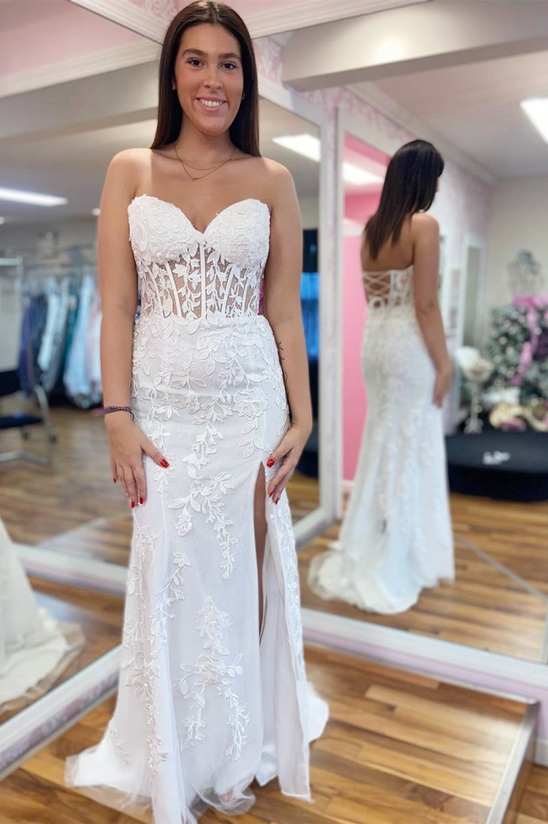Strapless Satin Mermaid Prom Dress - Image 36