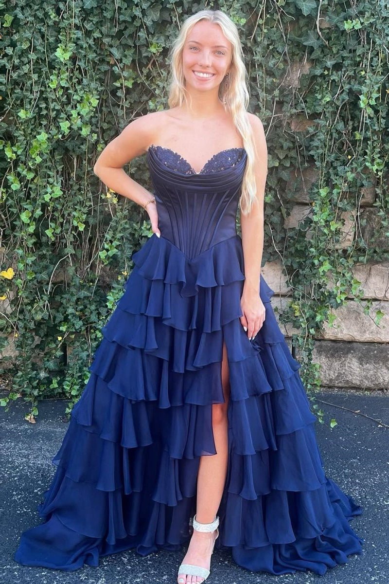 Strapless Chiffon Flowing Prom Dress - Image 19