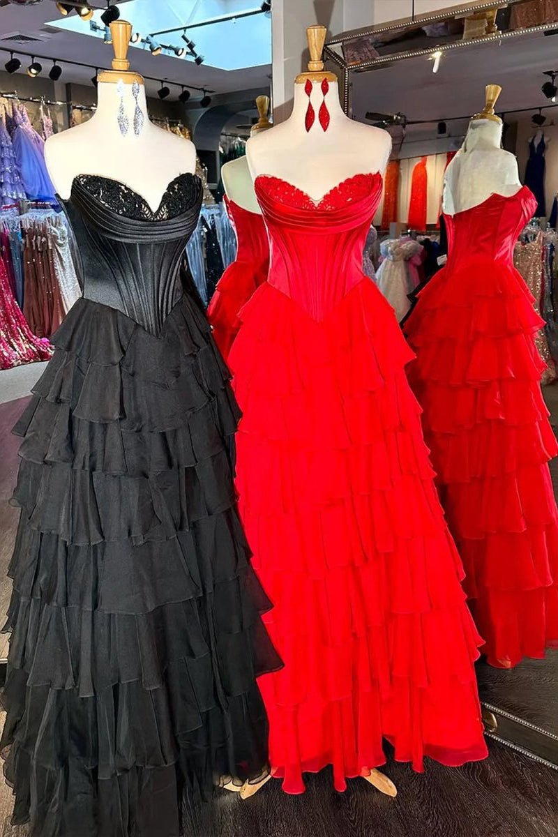 Strapless Chiffon Flowing Prom Dress - Image 18