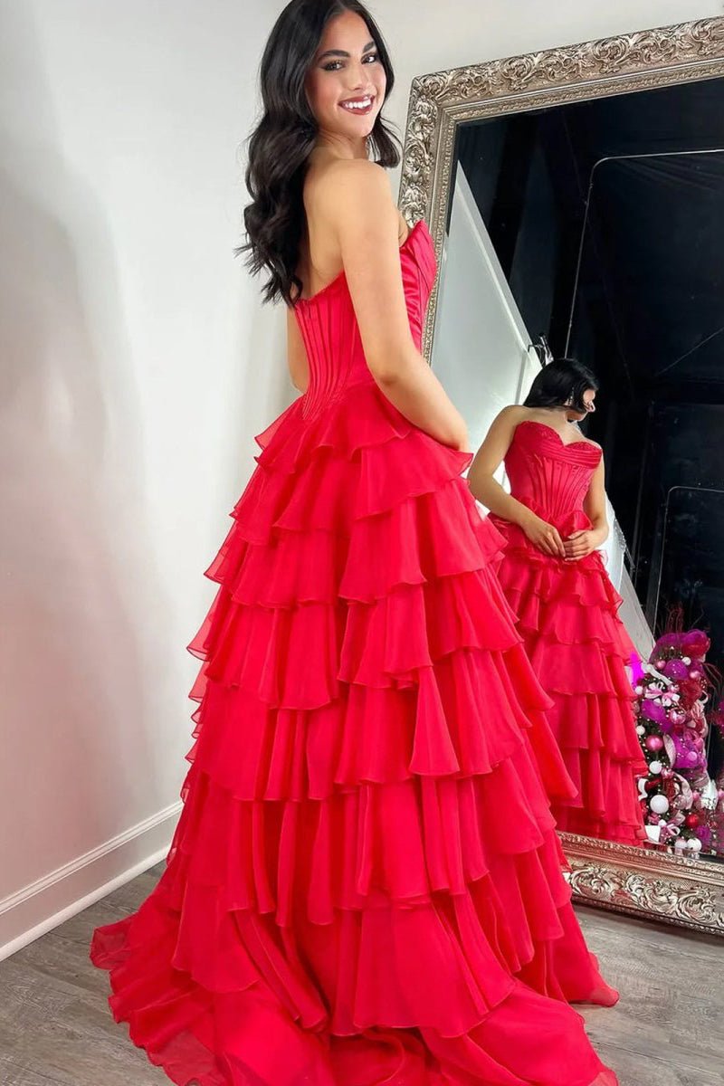 Strapless Chiffon Flowing Prom Dress - Image 16