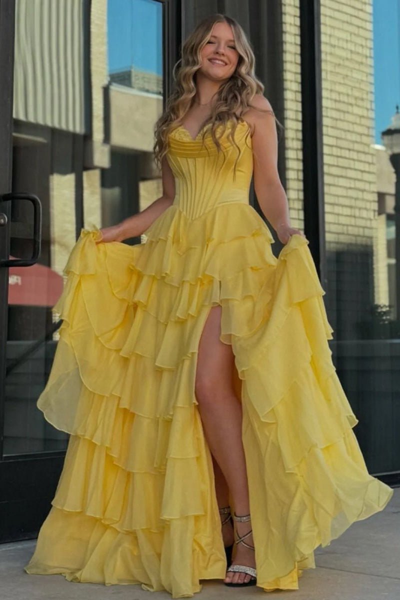 Strapless Chiffon Flowing Prom Dress - Image 4