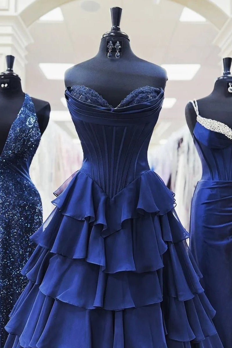 Strapless Chiffon Flowing Prom Dress - Image 22