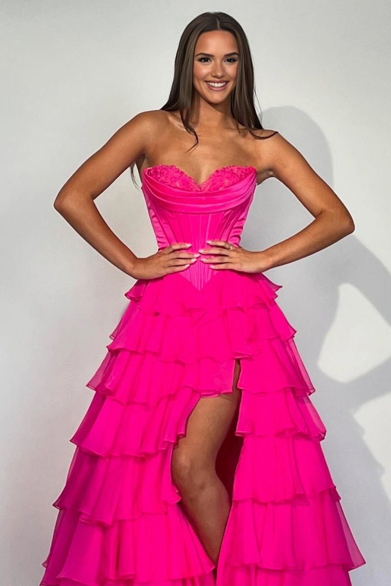 Strapless Chiffon Flowing Prom Dress - Image 13