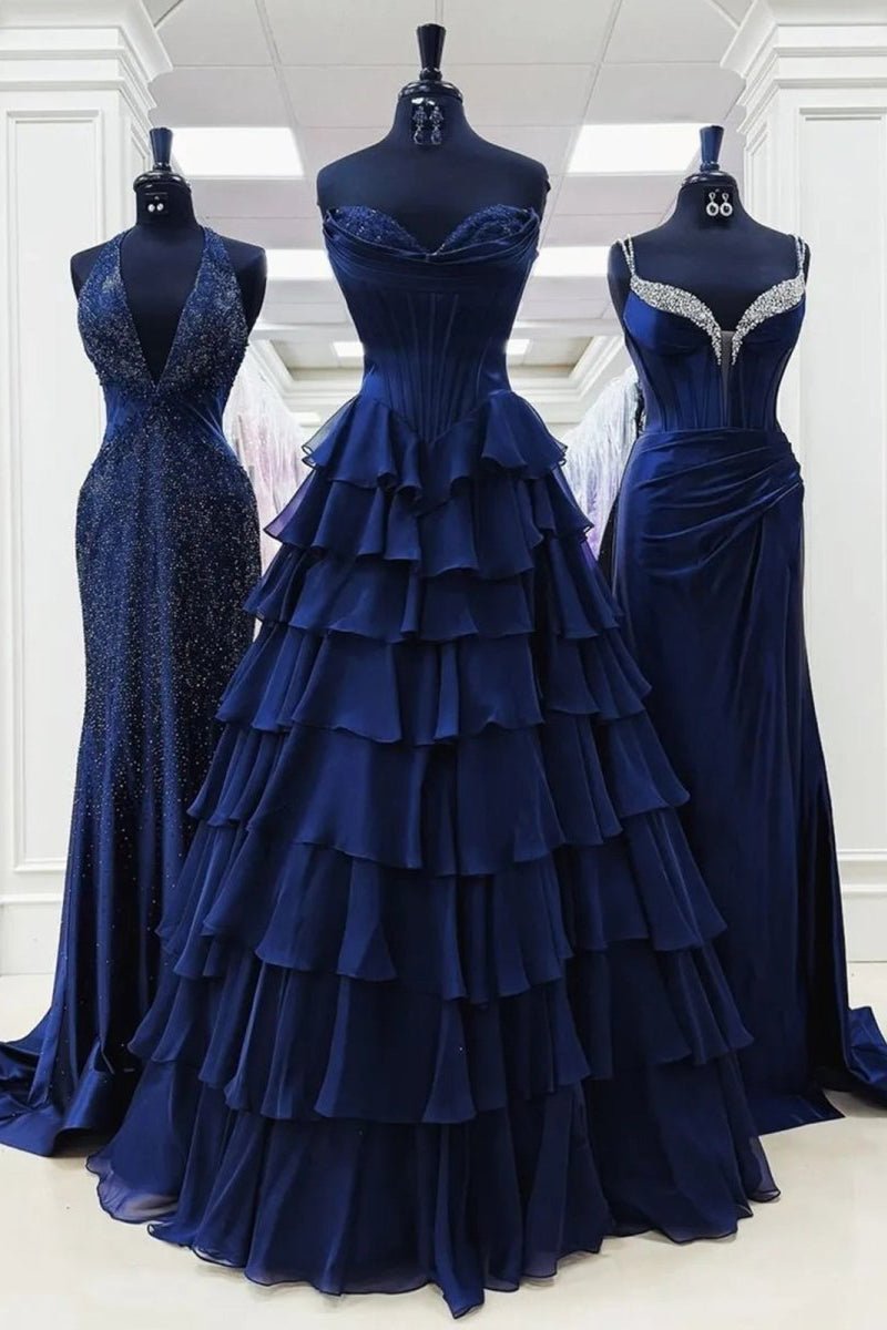 Strapless Chiffon Flowing Prom Dress - Image 23