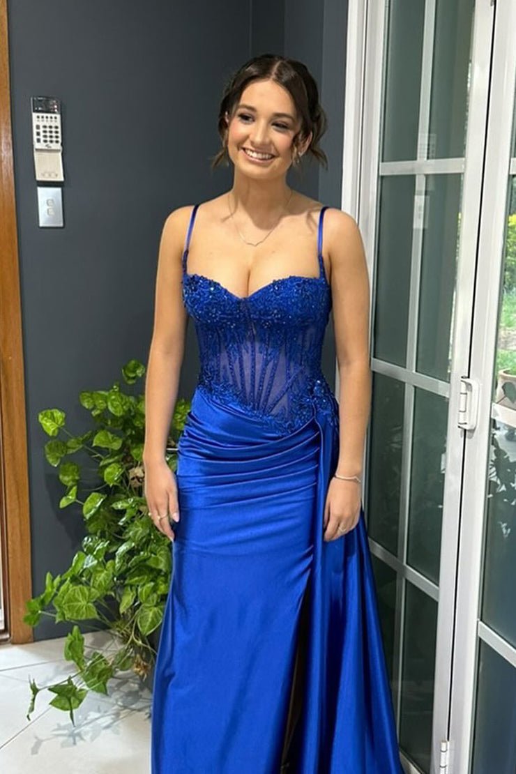 Spaghetti Strap Satin Mermaid Prom Dress - Image 24