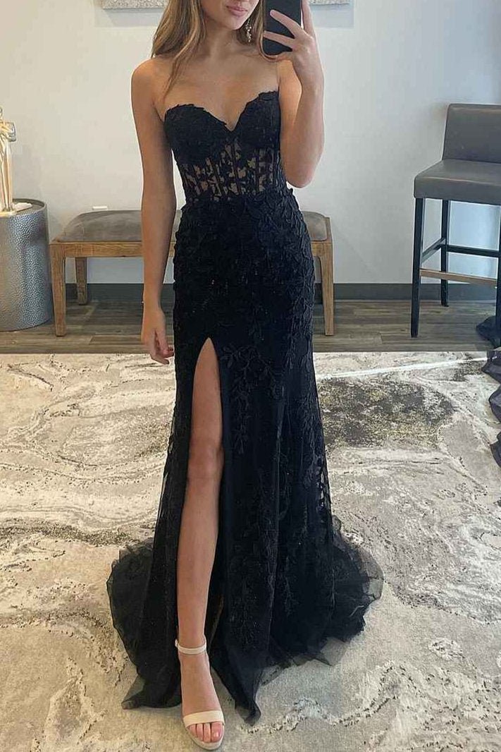 Strapless Satin Mermaid Prom Dress - Image 16