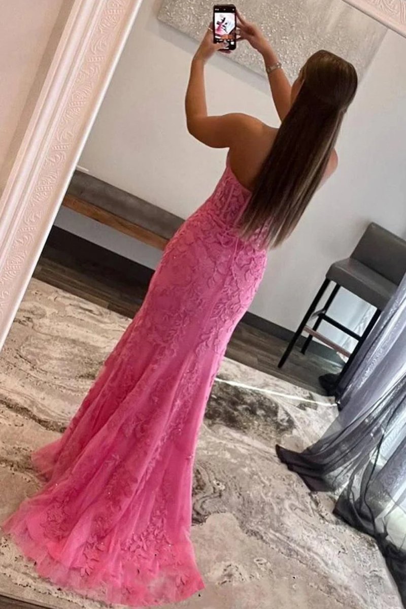 Strapless Satin Mermaid Prom Dress - Image 10