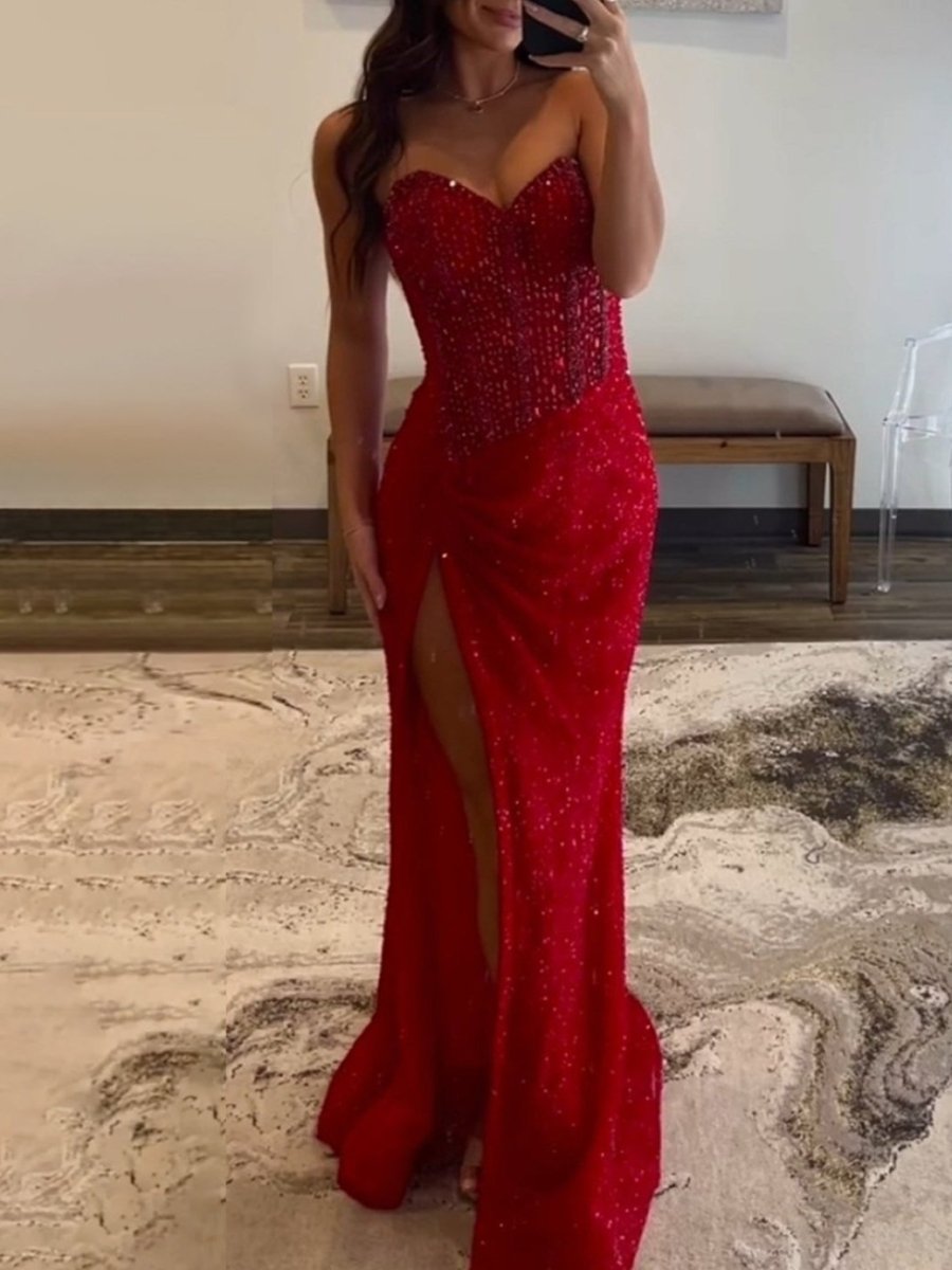 V-Neck Chiffon Mermaid Prom Dress - Image 6
