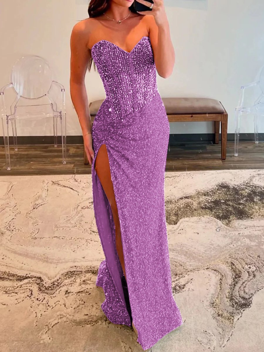 V-Neck Chiffon Mermaid Prom Dress - Image 12
