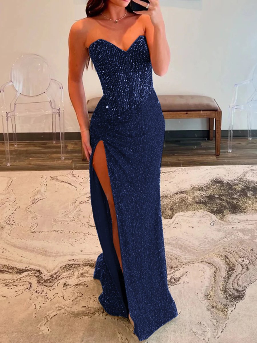 V-Neck Chiffon Mermaid Prom Dress - Image 17