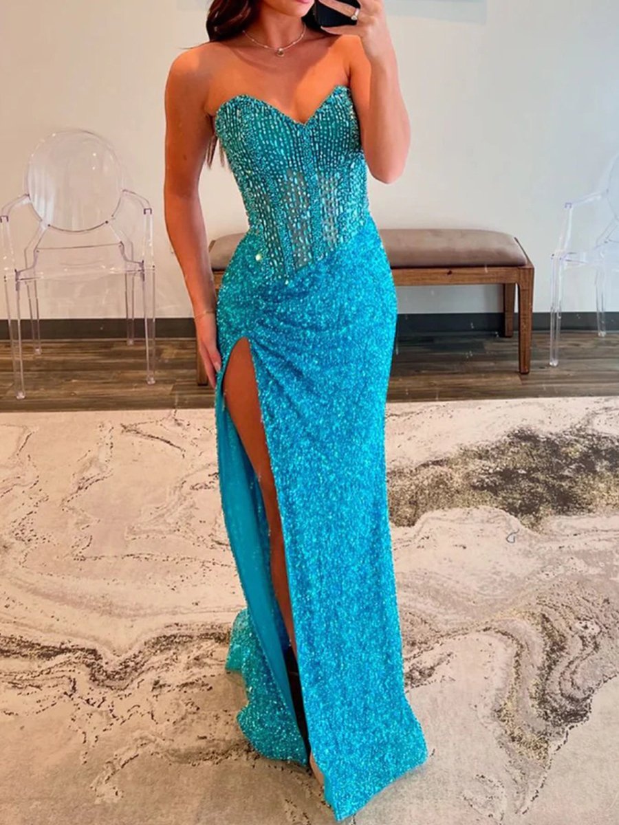 V-Neck Chiffon Mermaid Prom Dress - Image 3