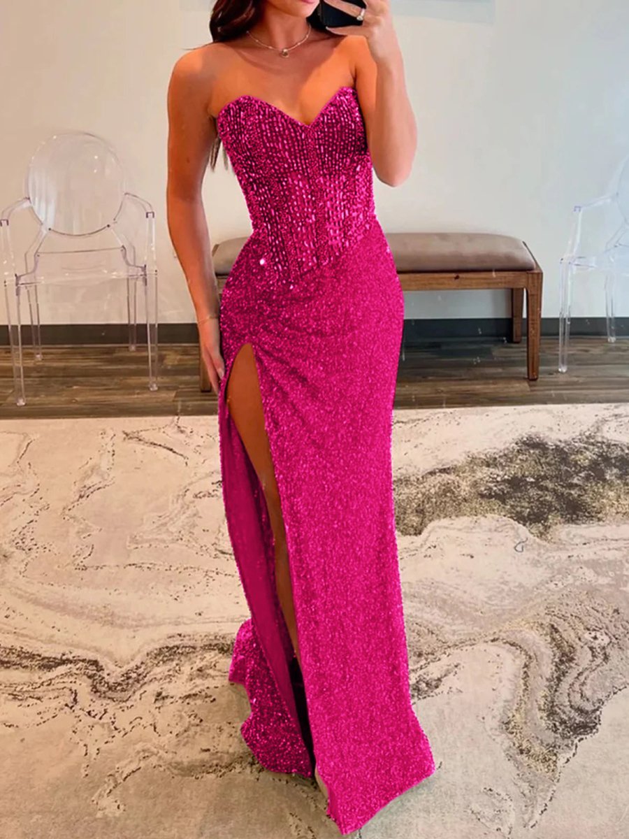 V-Neck Chiffon Mermaid Prom Dress - Image 16