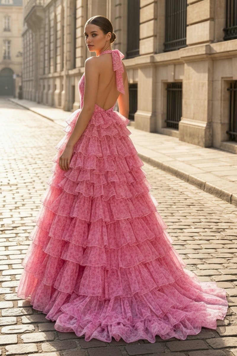 V-Neck Satin Slit Prom Dress - Image 2