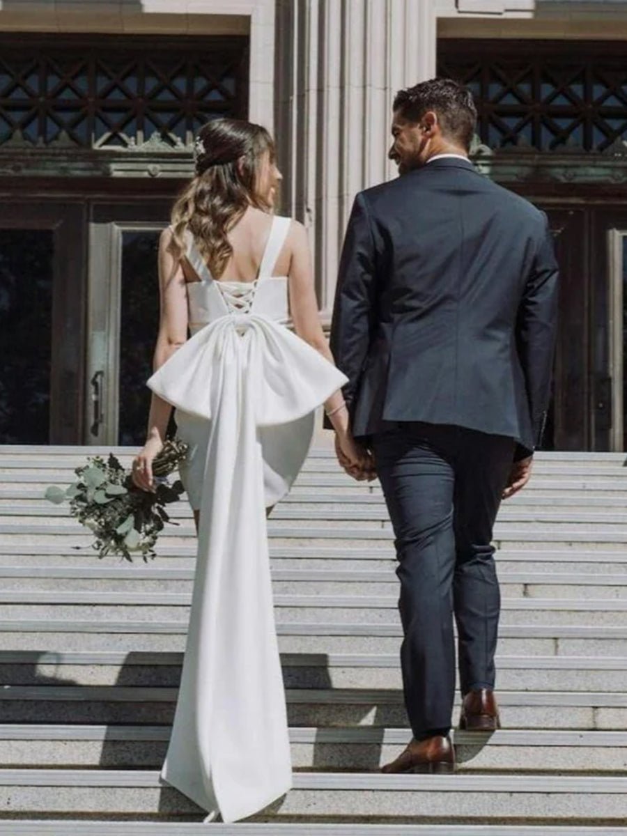 Off-Shoulder Satin Wedding Dress - Image 8