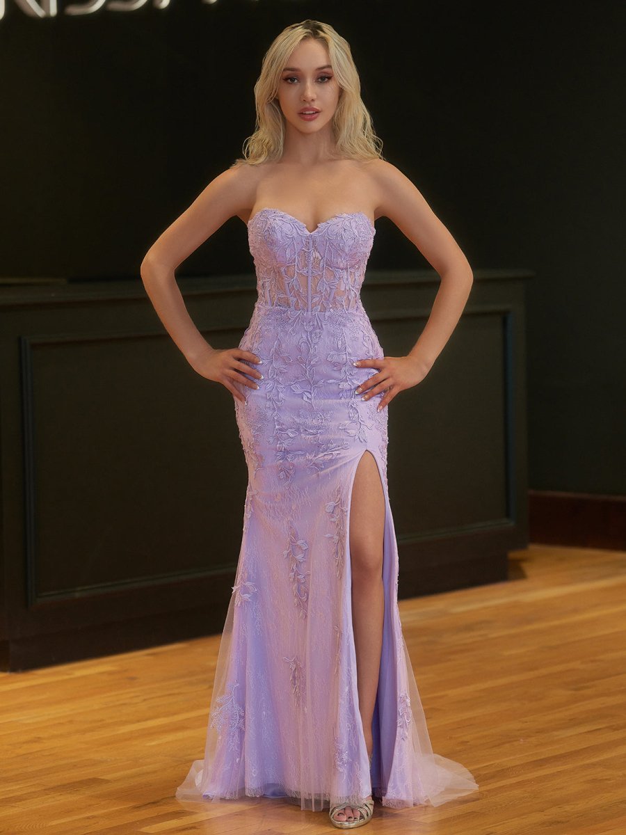 Strapless Satin Mermaid Prom Dress - Image 6