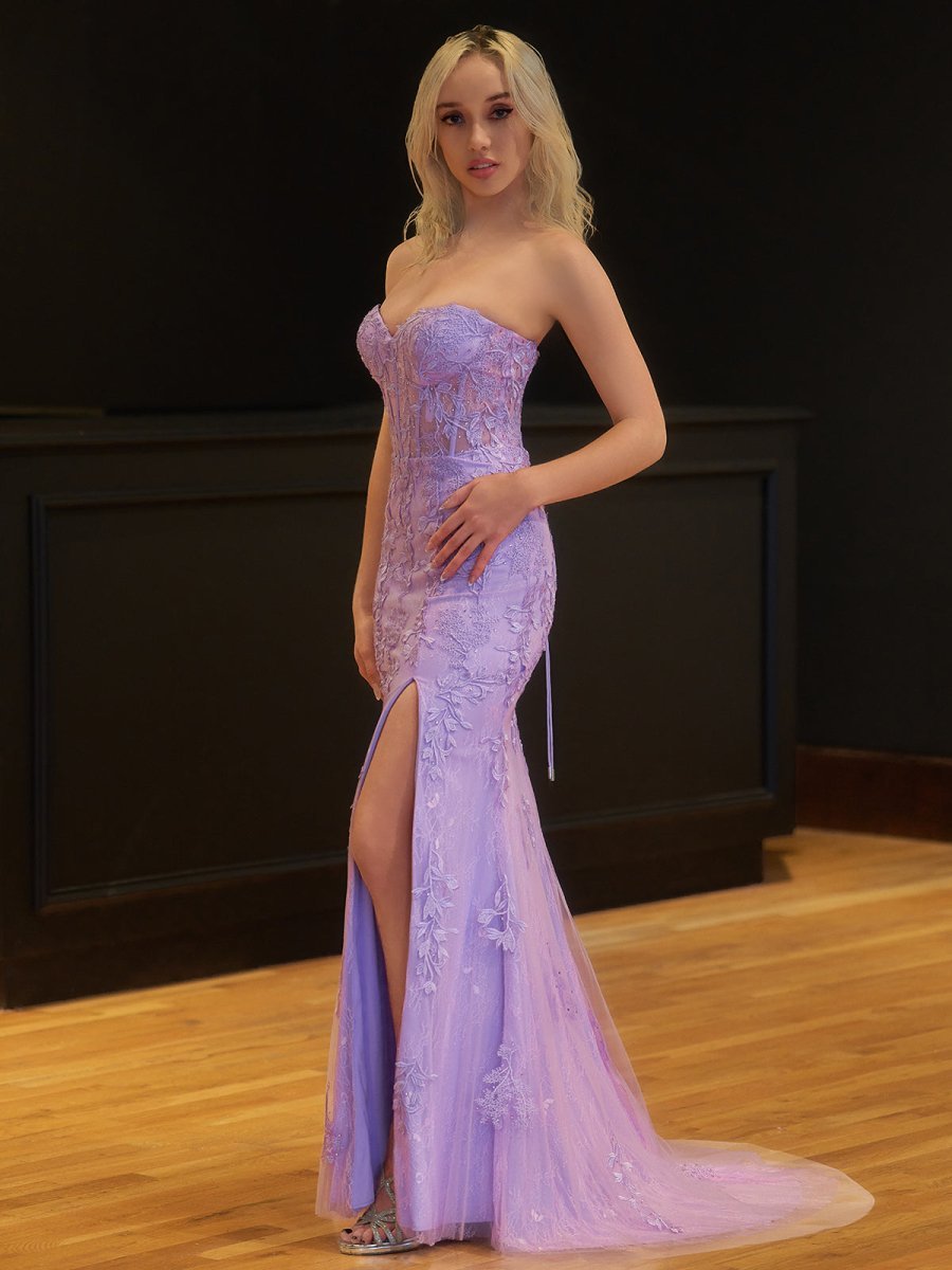 Strapless Satin Mermaid Prom Dress - Image 8