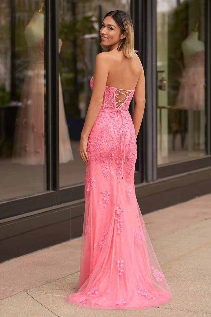 Strapless Satin Mermaid Prom Dress - Image 13
